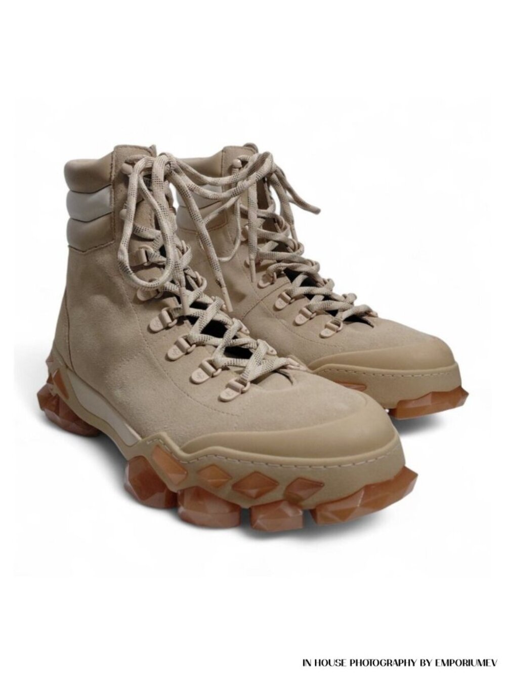 Jimmy Choo Diamond x Hike Suede Hiking Boots Beige Luxury Designer Shoes (0558)